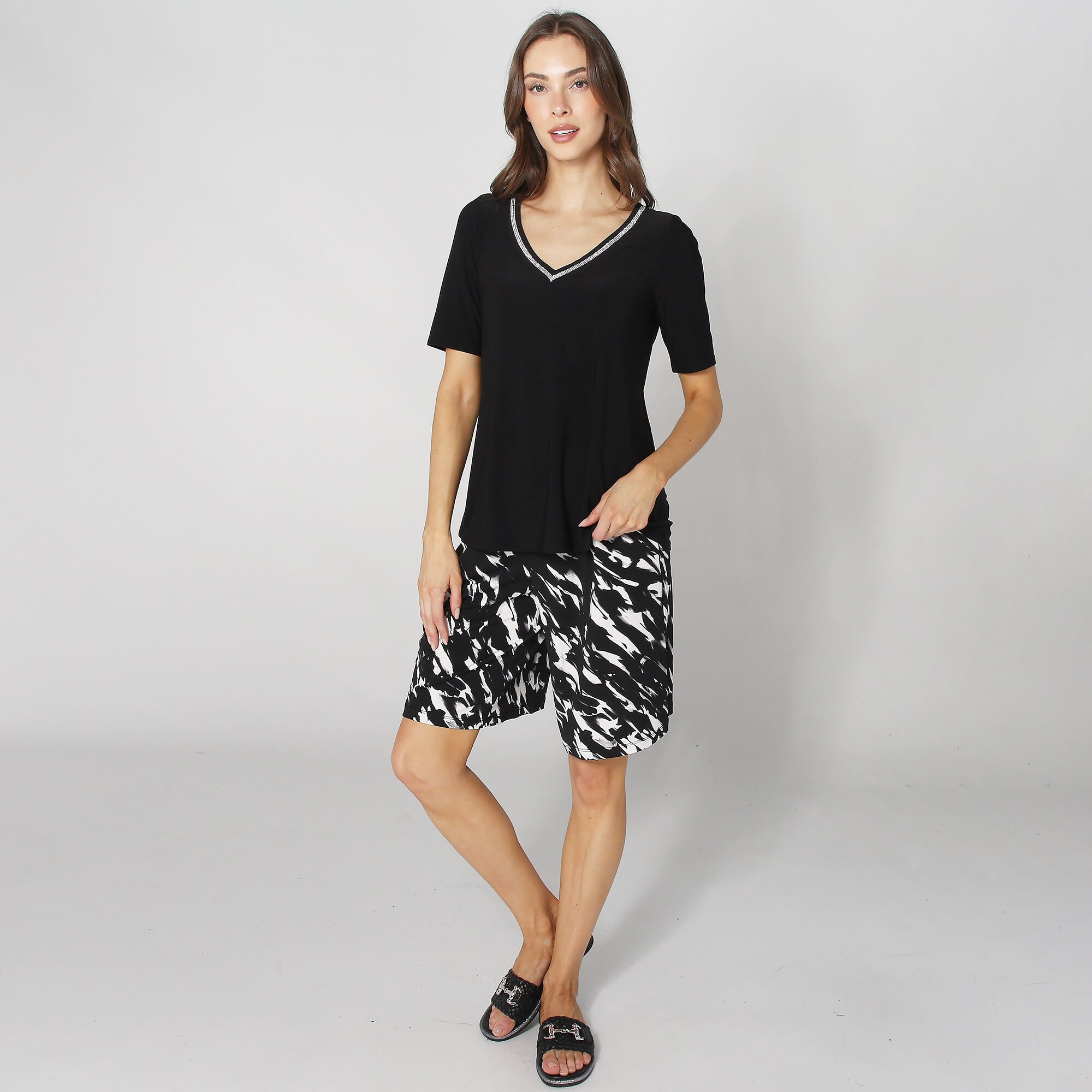 LEONARD♡トップスsize40 Nina Leonard Boatneck Jacquard Chiffon Kimono Top - TSC.ca