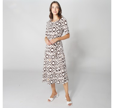 Nina Leonard Printed Midi Dress
