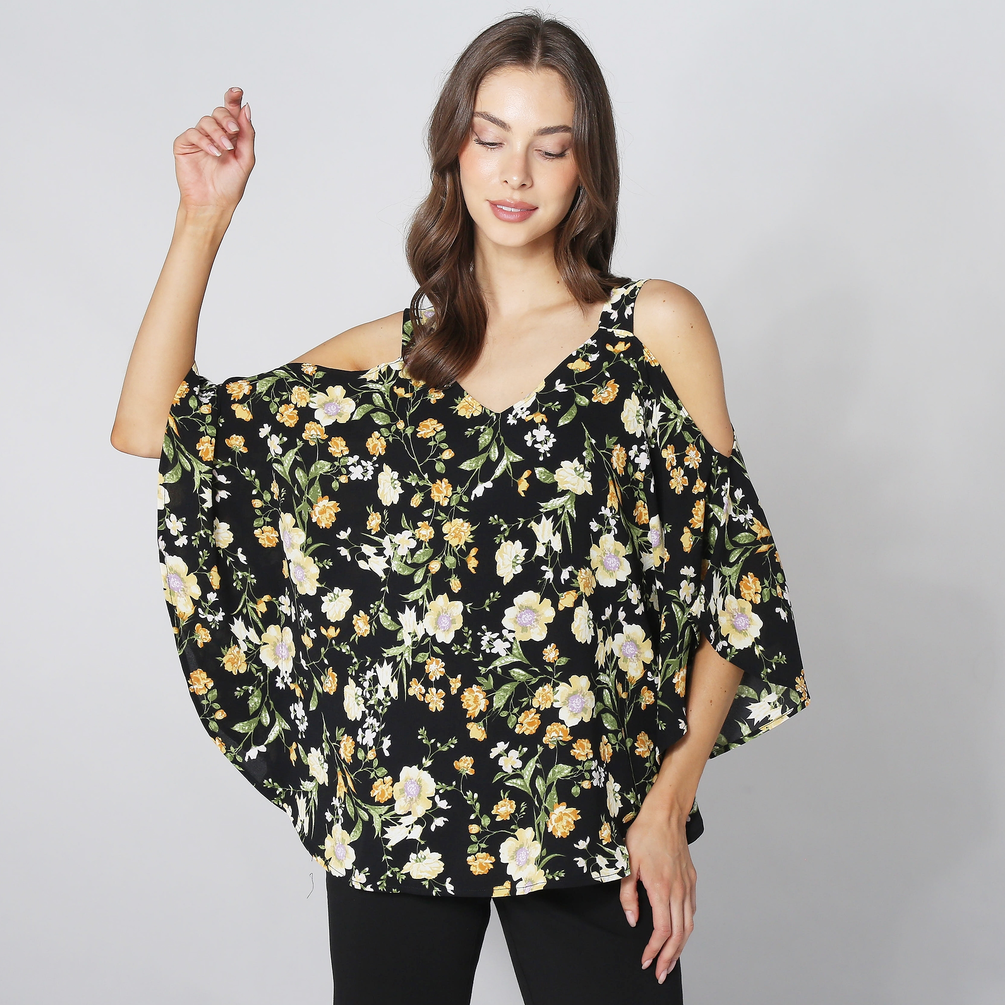 yellow cold shoulder top