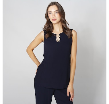 Nina Leonard Sleeveless Pebble Float Tunic