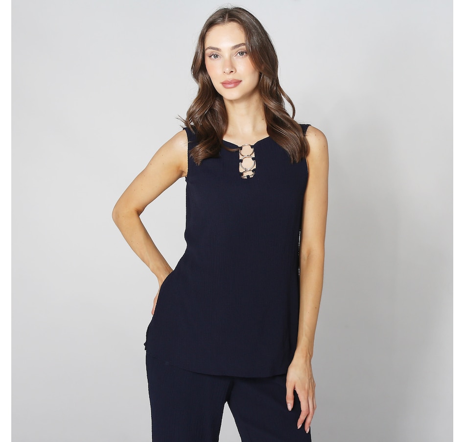 Image 252414_NVY.jpg, Product 252-414 / Price $18.33, Nina Leonard Sleeveless Pebble Float Tunic from Nina Leonard on TSC.ca's Fashion department