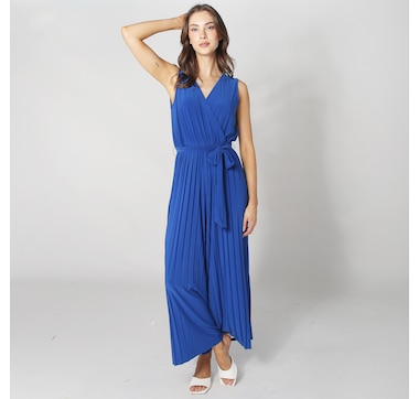 Nina Leonard Sleeveless Jumpsuit With Pleated Leg