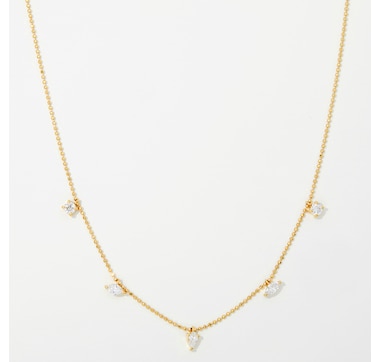Graziela Gems 18K Gold 0.55 ctw Diamond 5-Station Floating Necklace