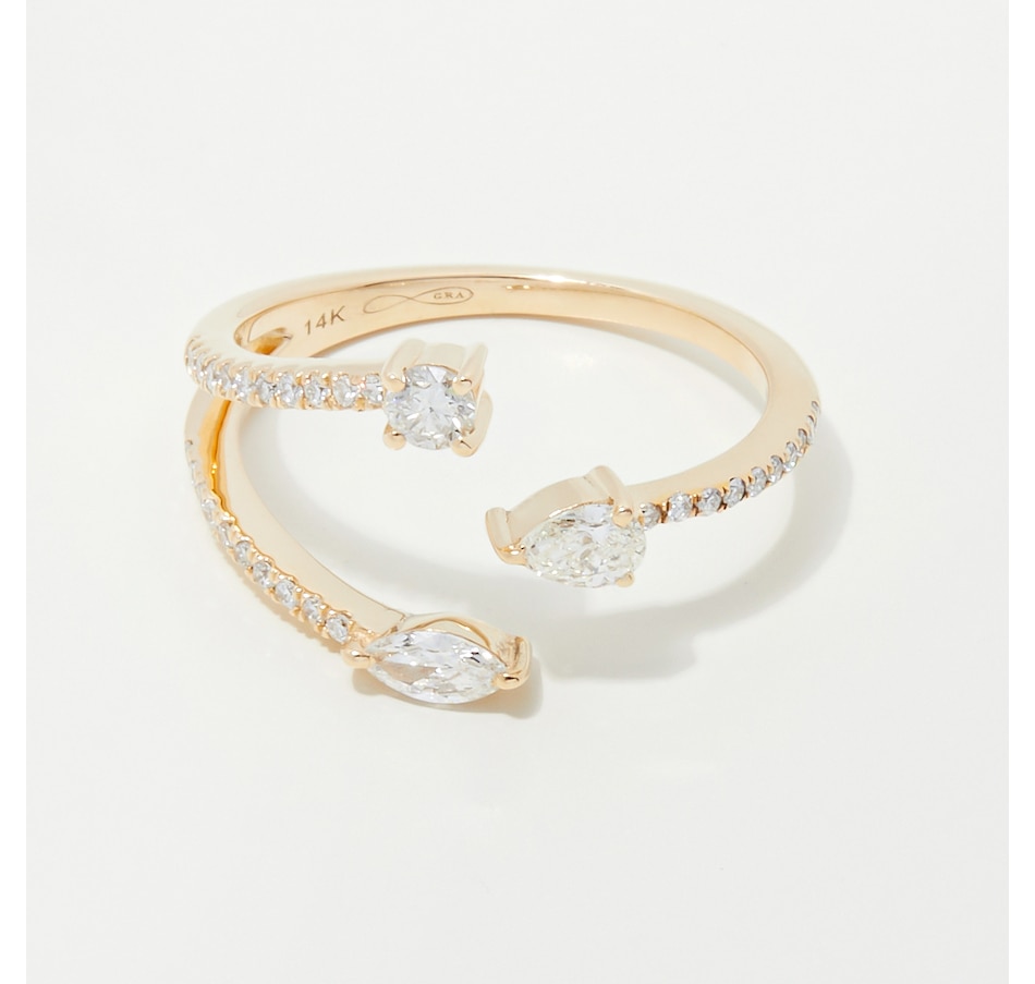 Image 252537_ALTMORE1.jpg, Product 252-537 / Price $1,499.33, Graziela Gems 14K Gold 3-Row Diamond Bypass Ring from Graziela Gems on TSC.ca's Jewellery department