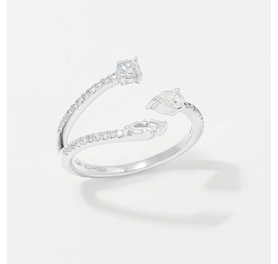 Image 252537_WGL.jpg, Product 252-537 / Price $1,499.33, Graziela Gems 14K Gold 3-Row Diamond Bypass Ring from Graziela Gems on TSC.ca's Jewellery department