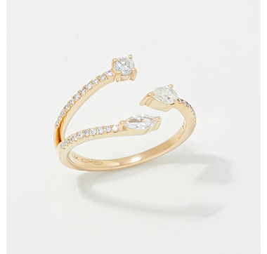 Graziela Gems 14K Gold 3-Row Diamond Bypass Ring