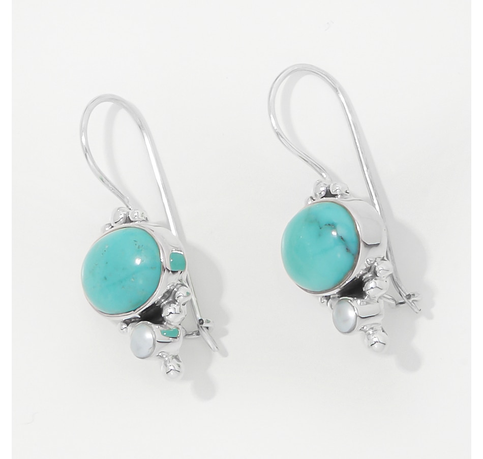 Image 252580.jpg, Product 252-580 / Price $79.88, Himalayan Gems Sterling Silver Turquoise and Freshwater Pearl Earrings from Himalayan Gems on TSC.ca's Jewellery department