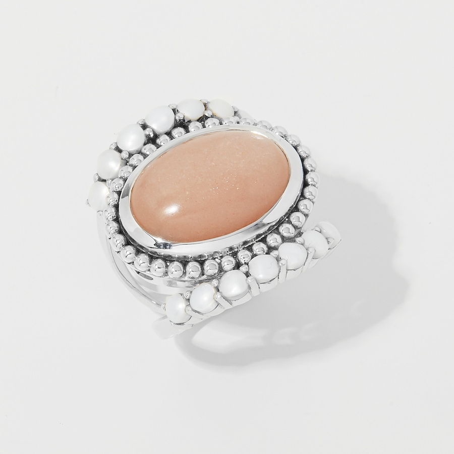 Image 252583.jpg, Product 252-583 / Price $59.33, Himalayan Gems Sterling Silver Peach Moonstone and Freshwater Pearl Ring from Himalayan Gems on TSC.ca's Jewellery department