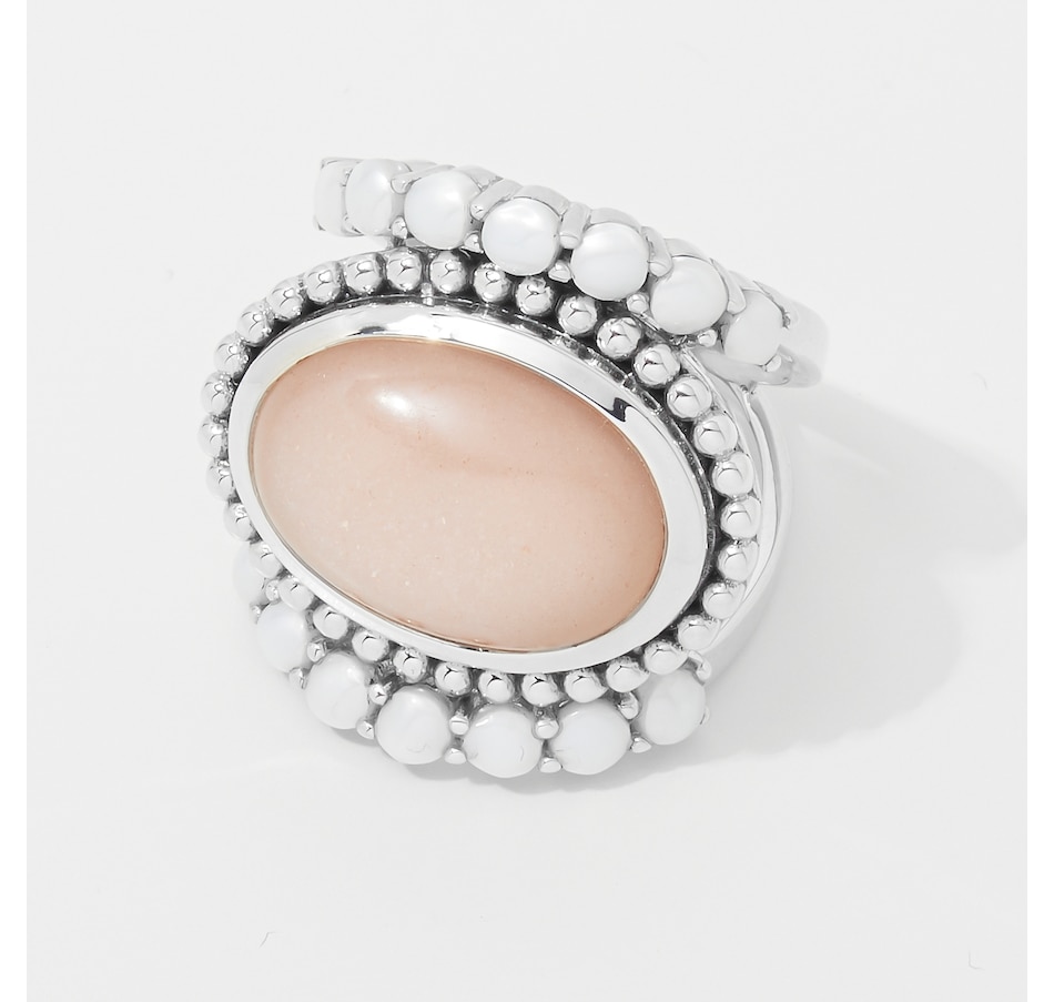 Image 252583_ALTMORE1.jpg, Product 252-583 / Price $69.33, Himalayan Gems Sterling Silver Peach Moonstone and Freshwater Pearl Ring from Himalayan Gems on TSC.ca's Jewellery department