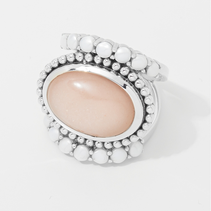 Image 252583_ALTMORE1.jpg, Product 252-583 / Price $59.33, Himalayan Gems Sterling Silver Peach Moonstone and Freshwater Pearl Ring from Himalayan Gems on TSC.ca's Jewellery department
