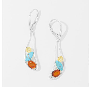 Amber Extraordinaire Sterling Silver Multi Amber Earrings