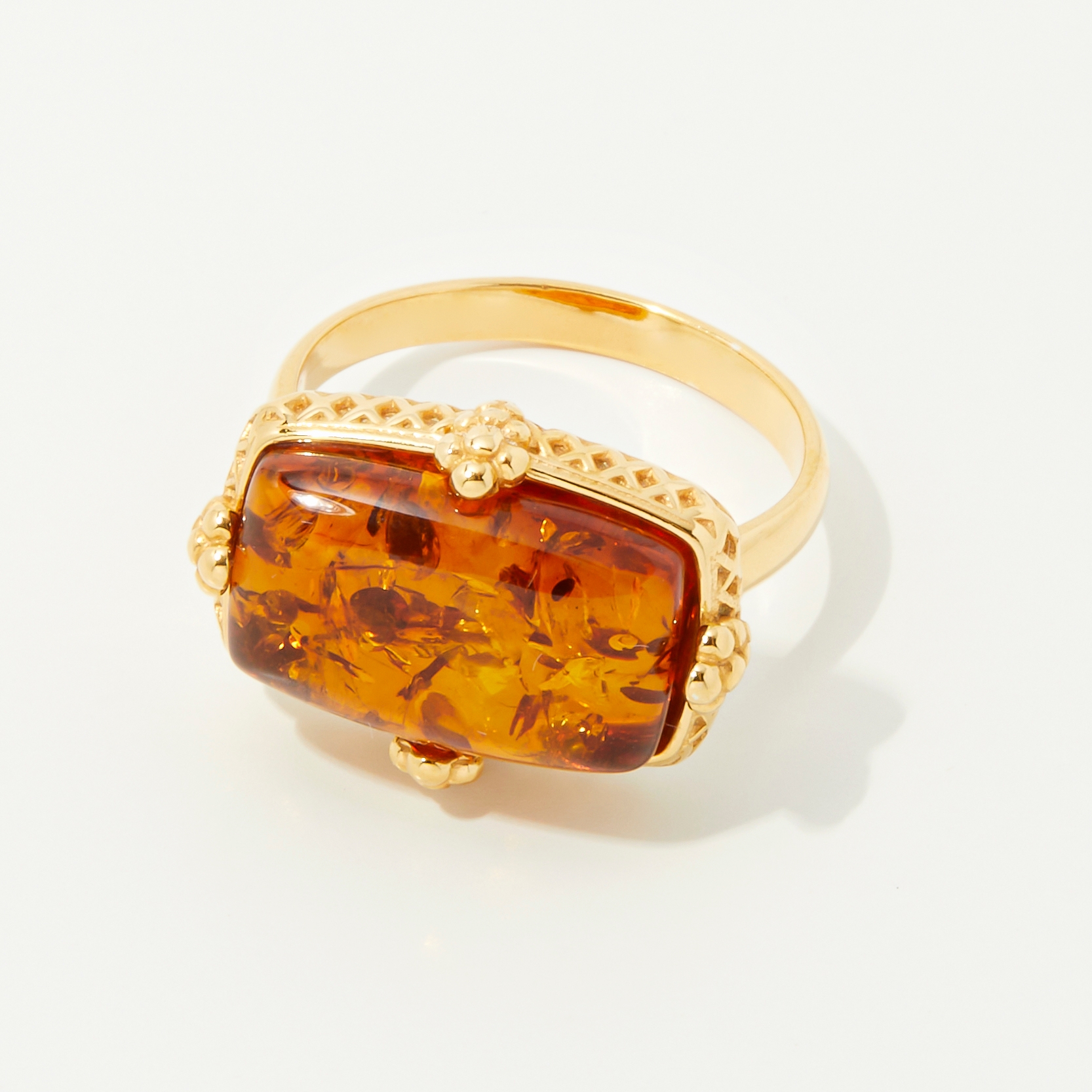 Amber Extraordinaire Sterling Silver Victorian Design Amber Ring