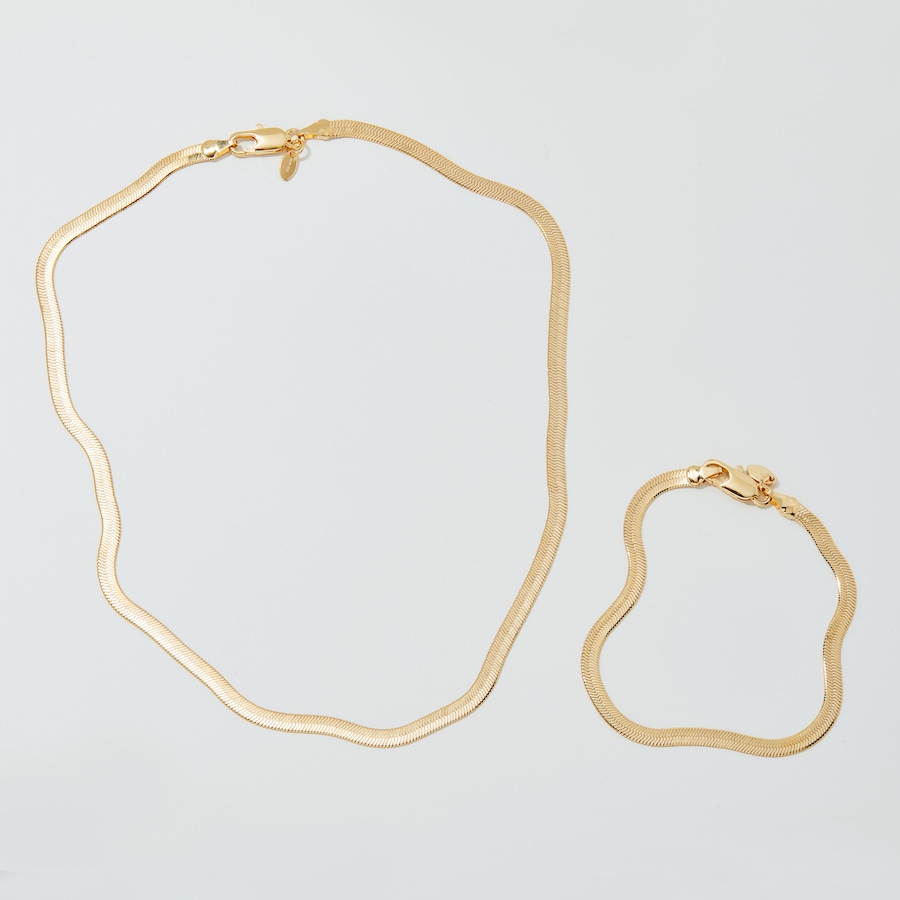 Image 252755_ALTMORE1.jpg, Product 252-755 / Price $119.99, Bronzoro Yellow Gold Plate Herringbone Necklace Bracelet and Chain Set from Bronzoro on TSC.ca's Jewellery department