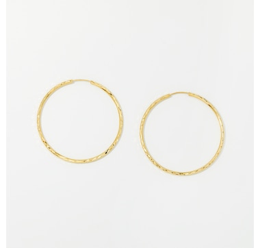 Trugold 10K Yellow Gold Diamond Cut Sleeper Earrings
