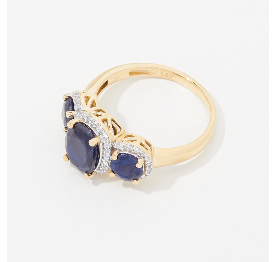Image 252778_ALTMORE1.jpg, Product 252-778 / Price $999.88, Gem Creations 14K Gold Cushion and Round Blue Sapphire and Diamond Ring from Gem Creations on TSC.ca's Jewellery department