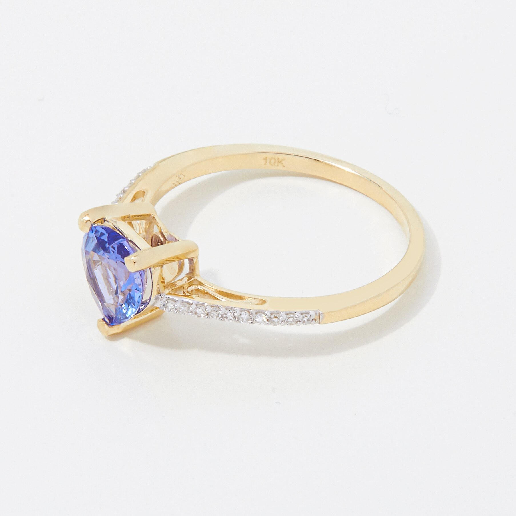 Heart-shaped Tanzanite 10k yellow gold ring popular