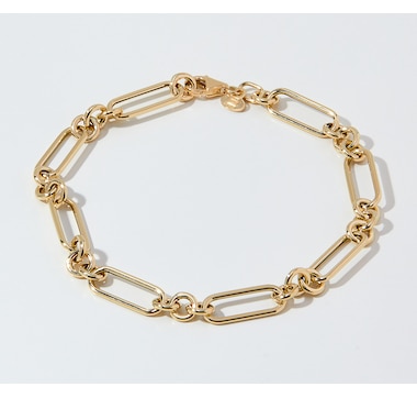  Stefano Oro 14K Yellow Gold Figaro Paperclip Bracelet
