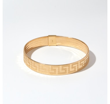 Stefano Oro 14K Yellow Gold Greek Key Omega Bangle