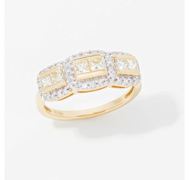 14K Gold 1.00 ctw Yellow and White Diamond Ring
