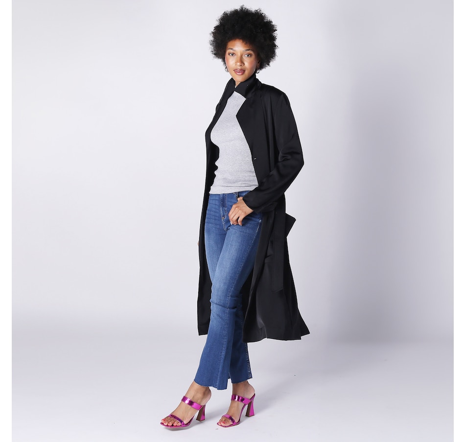 Black satin longline duster coat