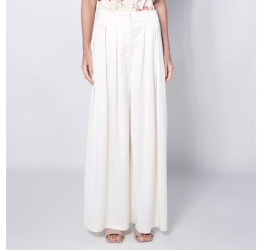 Modern Identity Pleated Button Front Wide Leg Pant
