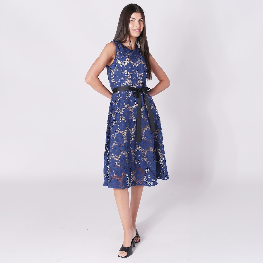 Image 252972_BLU.jpg, Product 252-972 / Price $44.33, Isaac Mizrahi Fit & Flare Lace Midi Dress from Isaac Mizrahi New York on TSC.ca's Fashion department