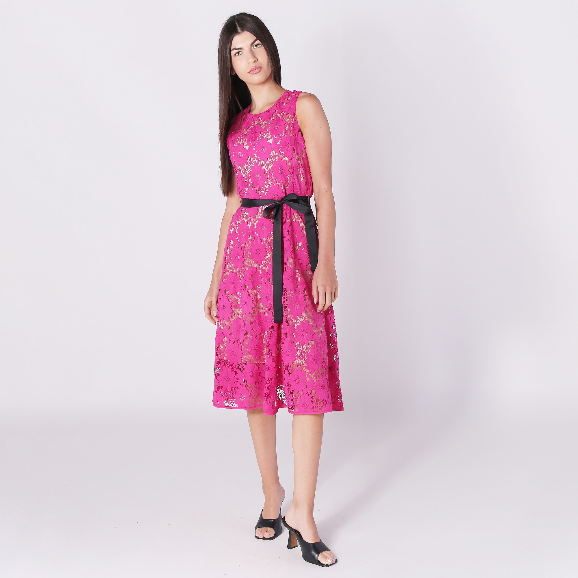 Isaac Mizrahi Fit Flare Lace Midi Dress