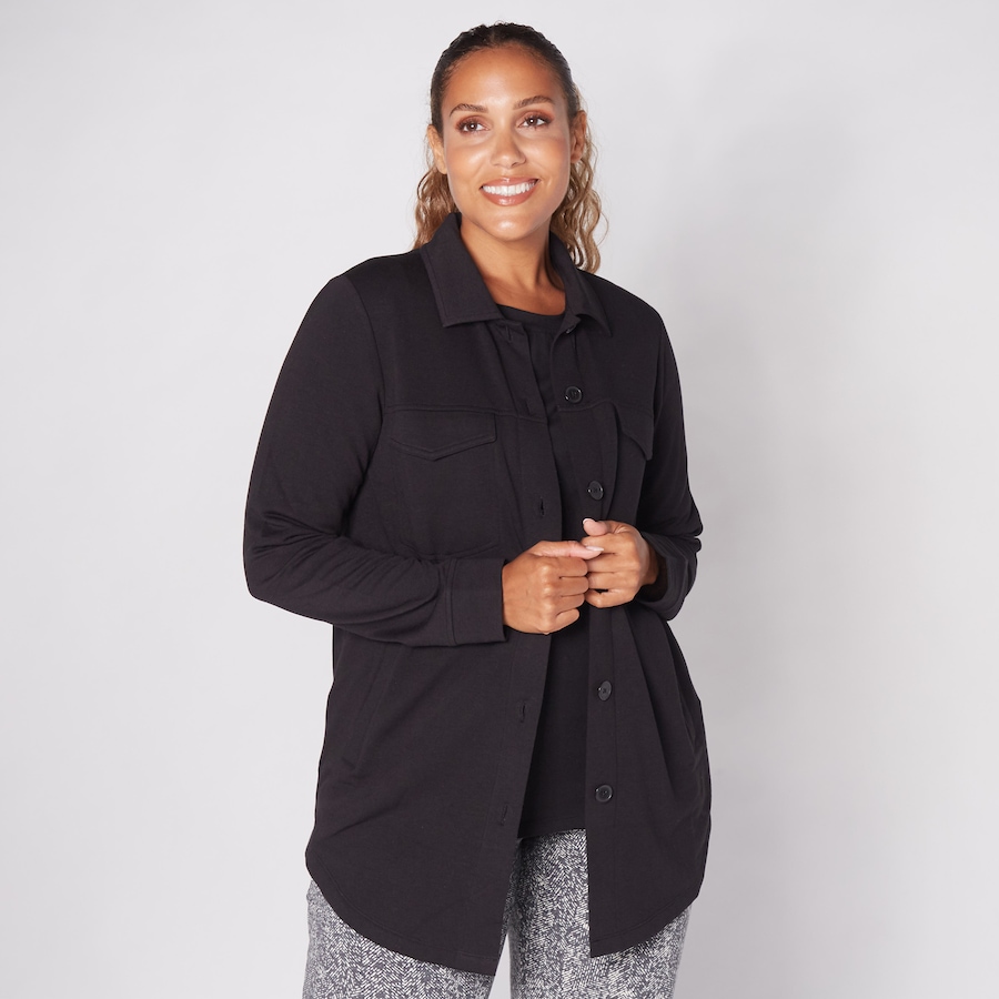 Image 253061_BLK.jpg, Product 253-061 / Price $26.33, Cuddl Duds Comfortwear Button Up Shacket from Cuddl Duds on TSC.ca's Fashion department