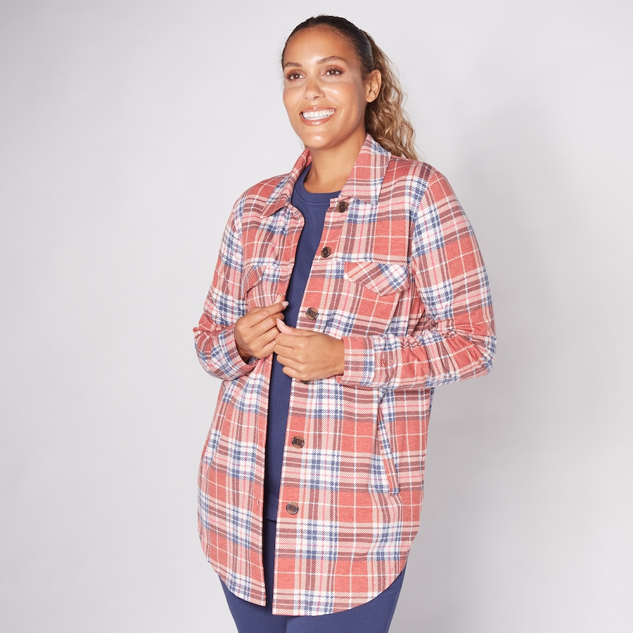 Image 253061_RDPL.jpg, Product 253-061 / Price $26.33, Cuddl Duds Comfortwear Button Up Shacket from Cuddl Duds on TSC.ca's Fashion department
