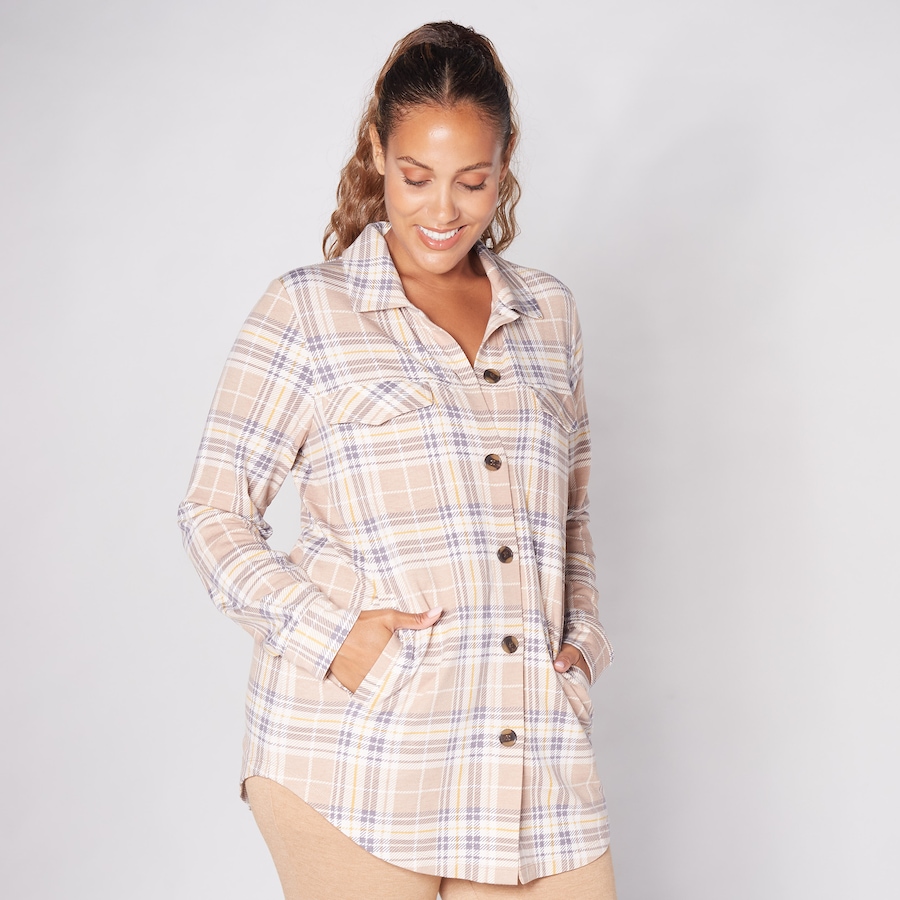 Image 253061_TPEPL.jpg, Product 253-061 / Price $26.33, Cuddl Duds Comfortwear Button Up Shacket from Cuddl Duds on TSC.ca's Fashion department