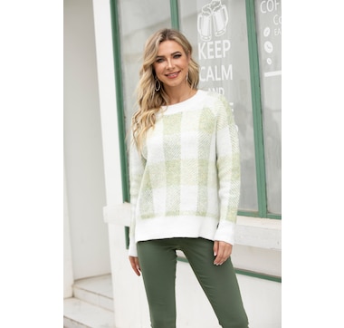 Orange Fashion Village Long Sleeve Crewneck Pull-Over Sweater