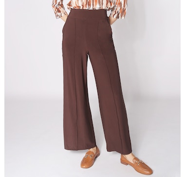 Kim & Co. Rachel Deluxe Brazil Knit Pintuck Wide Leg Pant with Pockets
