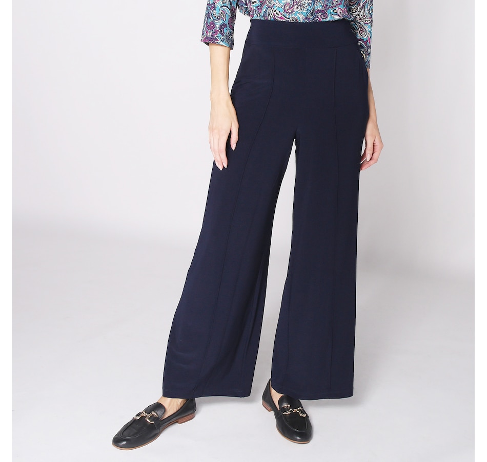 Image 253397_NVY.jpg, Product 253-397 / Price $79.99, Kim & Co. Rachel Deluxe Brazil Knit Pintuck Wide Leg Pant with Pockets from Kim & Co. on TSC.ca's Clothing & Shoes department
