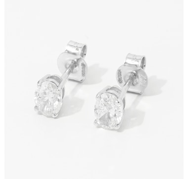 The Vault 14K Gold 1.00 ctw White Diamond Oval Stud Earrings
