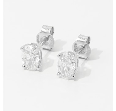  The Vault 14K Gold 1.50 ctw White Diamond Oval Stud Earrings