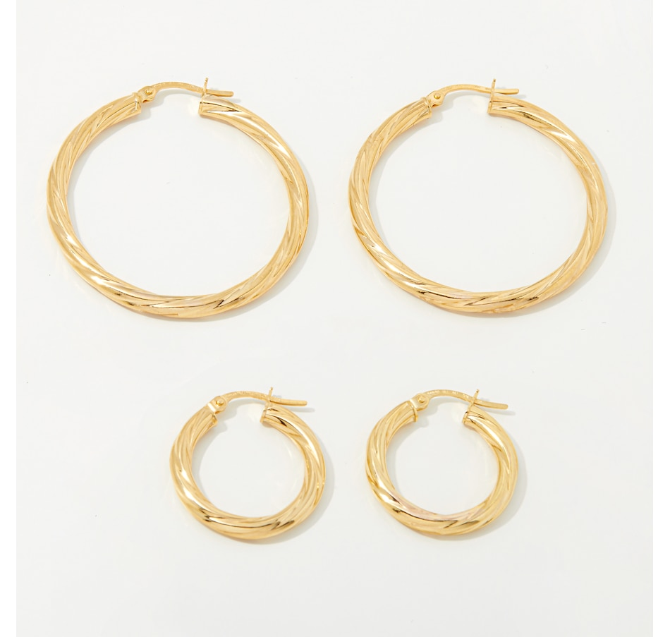 Image 253519_ALTMORE2.jpg, Product 253-519 / Price $229.99, TruGold 10K Yellow Gold Twisted Patterned Hoop Earrings from TruGold on TSC.ca's Jewellery department