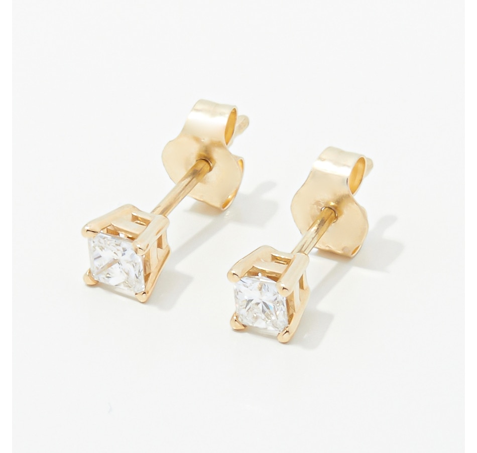 Image 253525_YGL.jpg, Product 253-525 / Price $399.99, 14K Gold 0.25 av. ctw Princess Cut Diamond Stud Earrings from Diamond Show on TSC.ca's Jewellery department