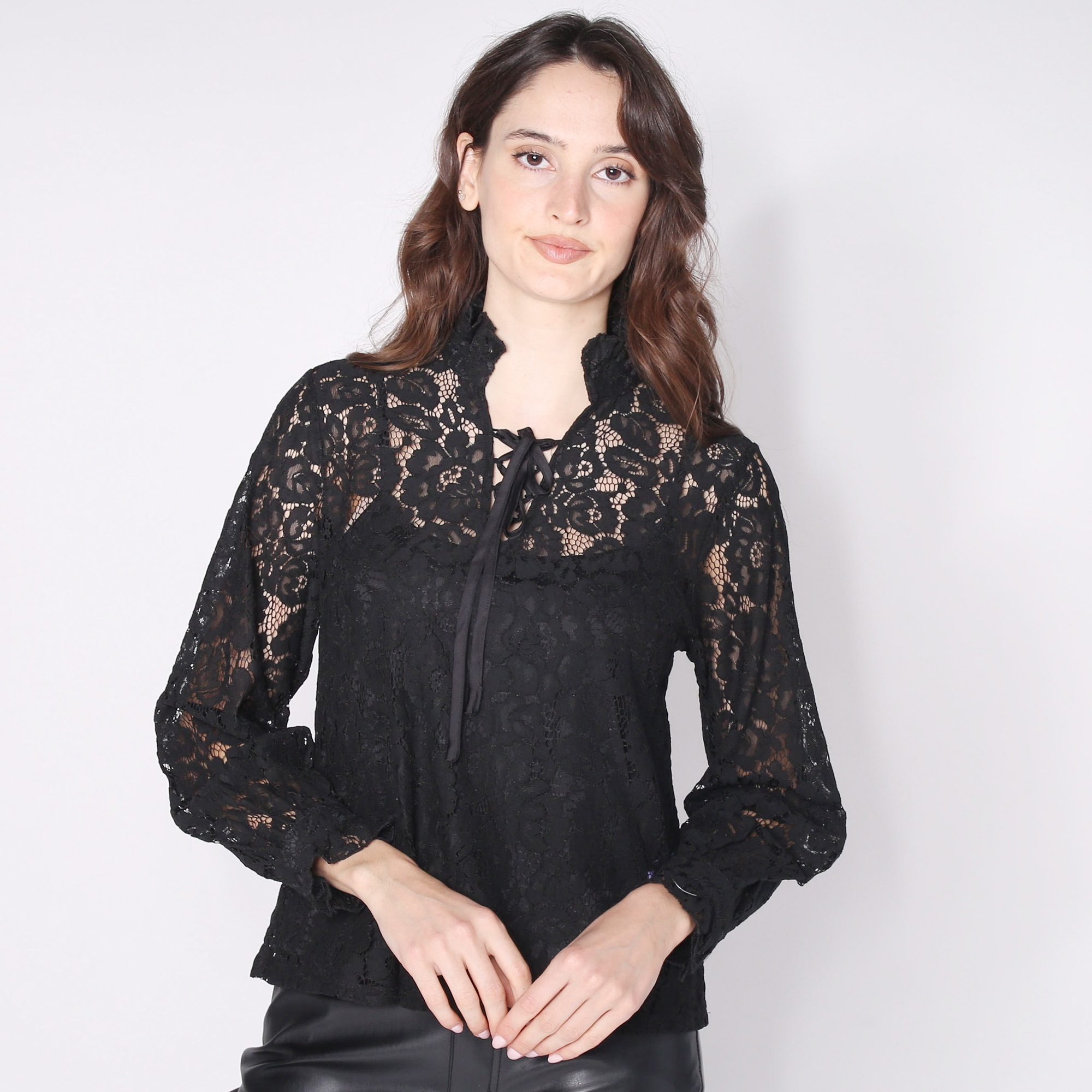 Parker & Rowe Lace Blouse with Lace Up Detail - TSC.ca