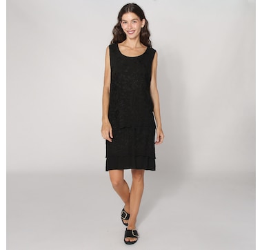 M Made In Italy Woven Sleeveless Eyelet Layered Dress