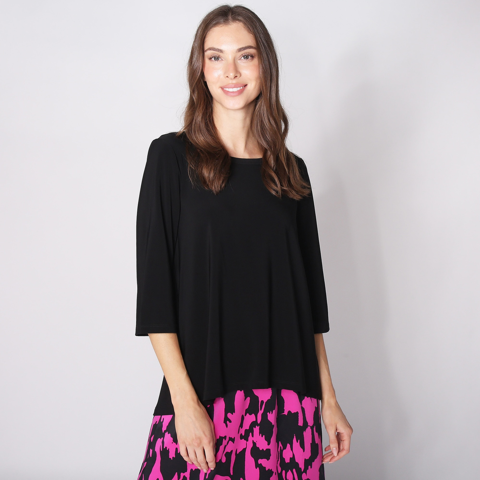 Kim & Co. Deluxe Brazil Knit Essential 3/4 Sleeve High Low