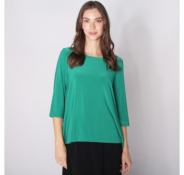 Kim & Co. Deluxe Brazil Knit Essential 3/4 Sleeve High Low Top