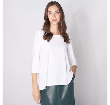 Kim & Co. Deluxe Brazil Knit Essential 3/4 Sleeve High Low Top