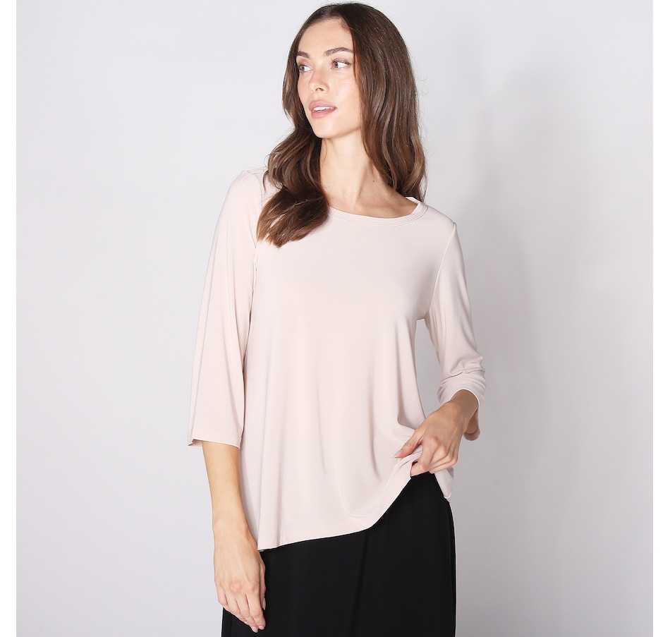 Image 253692_LAT.jpg, Product 253-692 / Price $15.33, Kim & Co. Deluxe Brazil Knit Essential 3/4 Sleeve High Low Top from Kim & Co. on TSC.ca's Fashion department