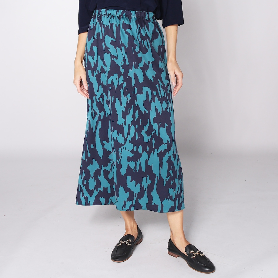 Image 253698_JNAVY.jpg, Product 253-698 / Price $14.33, Kim & Co. Printed Textured Satin Elastic Waistband Long A-Line Skirt from Kim & Co. on TSC.ca's Fashion department