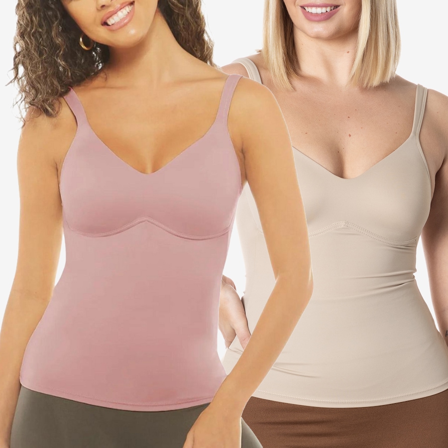 Image 253825_RSBEI.jpg, Product 253-825 / Price $70.00, Rhonda Shear Two-Pack Moulded Cup Flirt Camisole from Rhonda Shear Shapewear on TSC.ca's Fashion department