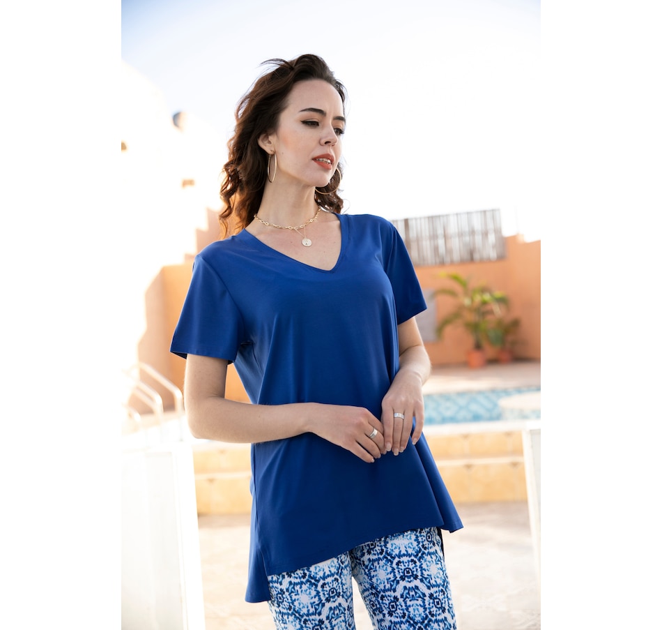 Image 253876_BLU.jpg, Product 253-876 / Price $49.88, Orange Fashion Village Bamboo V-Neck T-Shirt from Orange Fashion Village on TSC.ca's Fashion department