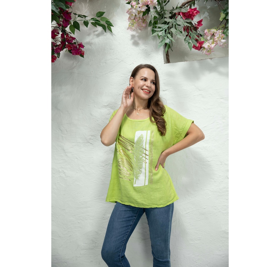 Image 253879_LIM.jpg, Product 253-879 / Price $9.33, Orange Fashion Village Linen Foil Print T-Shirt from Orange Fashion Village on TSC.ca's Fashion department