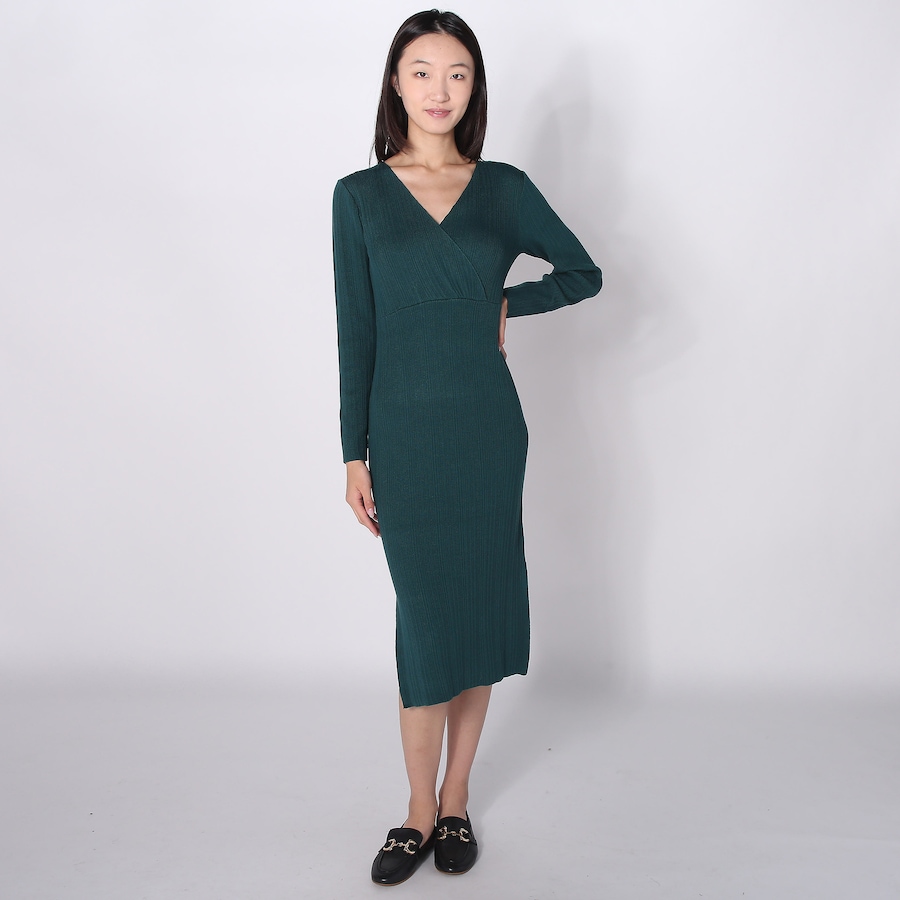 Image 253938_EMR.jpg, Product 253-938 / Price $24.33, Nina Leonard Long Sleeve V-Neck Twist Front Knit Sweater Dress with Side Slits from Nina Leonard on TSC.ca's Fashion department