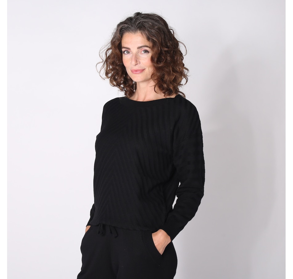 Image 253967_BLK.jpg, Product 253-967 / Price $19.33, Hailey Lyn Boatneck Chevron Knit Sweater from Hailey Lyn on TSC.ca's Fashion department