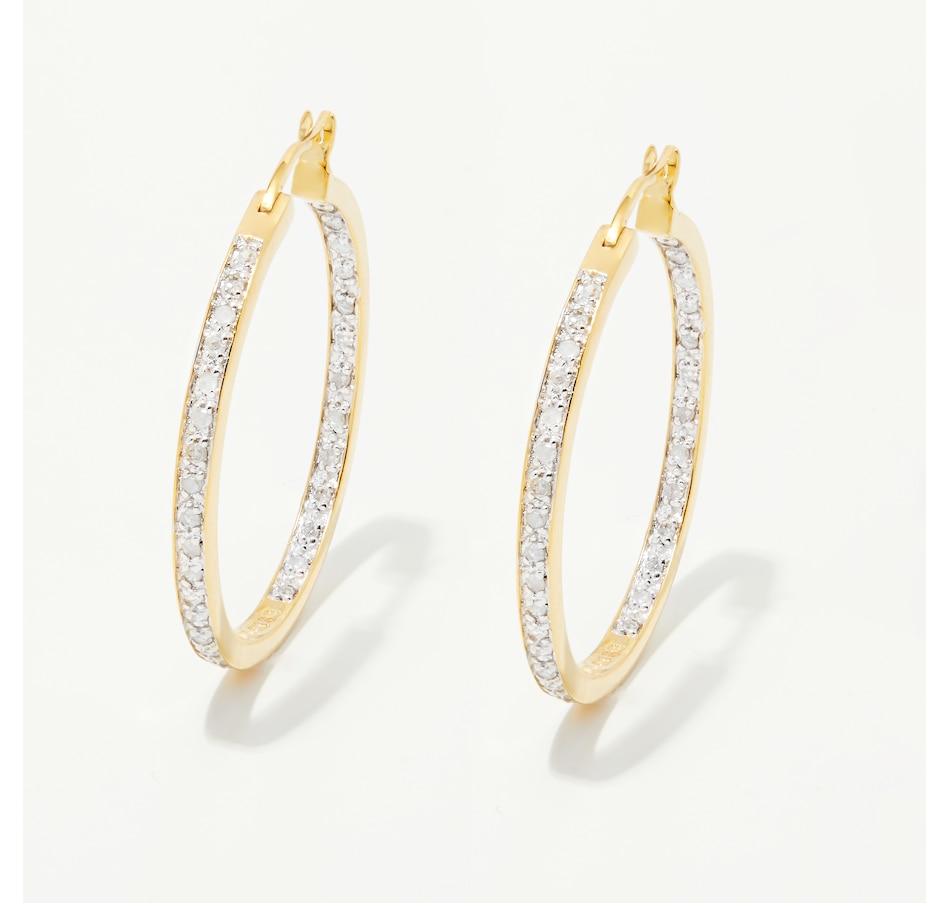 Image 254072.jpg, Product 254-072 / Price $69.33, Colour of Diamonds Sterling Silver/Yellow Gold Plated 0.50 ctw White Diamond Hoop Earrings from Colours of Diamonds on TSC.ca's Jewellery department